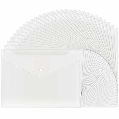 EOOUT 30pcs Plastic Envelopes Clear Poly Envelope Waterproof File Folder with Snap Button US Letter/A4 Size