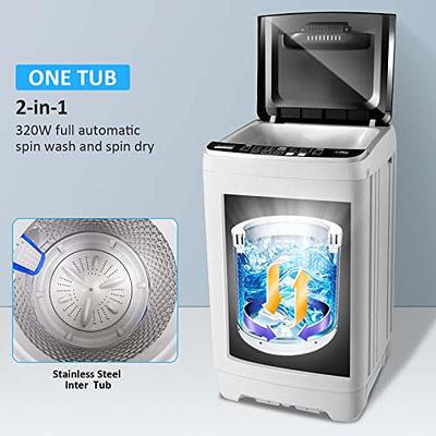 Costway Portable Full-Automatic Laundry Washing Machine 8.8lbs Spin Washer With Drain Pump - Gray