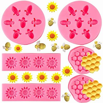 Oagsln 7 Cavity Bumble Bee Silicone Mold for Chocolate, Honeycomb Silicone Molds, Handmade Silicone Bee Baking Chocolate Molds, Cake Decorating Fondant