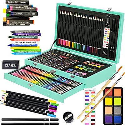 Sunnyglade 145 Piece Deluxe Art Set, Wooden Art Box & Drawing Kit