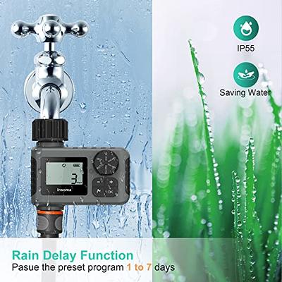 Digital Water Timer 2 Outlet, Rain Delay Watering, Sprinkler Timer, IP54  Waterproof Programmable Garden Hose Timers with Large LCD Display for  Garden