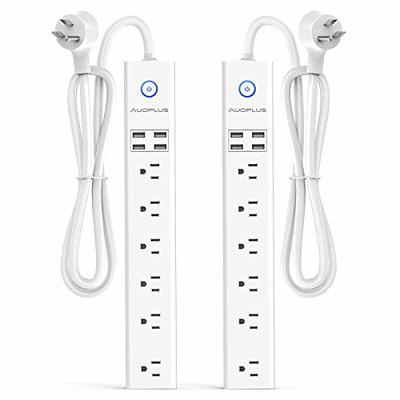 2 Pack Power Strip Surge Protector Flat Plug - 6 Widely Spaced