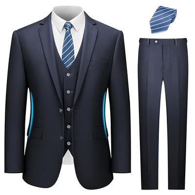 LUPURTY Men's Suits Slim Fit, 3 Piece Suits for Men, 2 Buttons