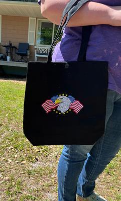 Monogrammed Patriotic Canvas Boat Tote