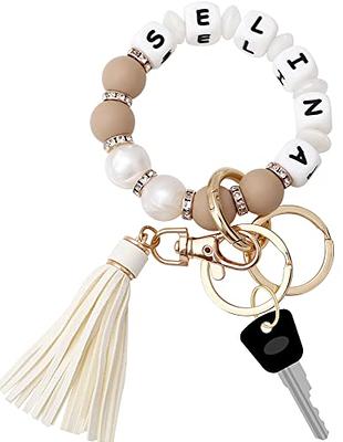 Keychain with Tassel Silicone Key Ring Bracelet Cute Boho Car Key Chain  Wristlet