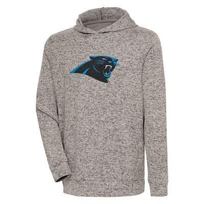 Women's Antigua Heather Gray Carolina Panthers Victory Chenille Pullover Sweatshirt