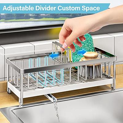 Kitchen Countertop Dish Soap Holder, Sponge Holder with Drain Pan - Kitchen  Sink Organizer - Sink Caddy Holder - Sink Tray - Soap Holder - SUS304