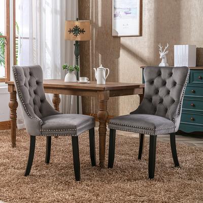 Duna Range Fabric Upholstered Wooden Side Chair With Camelback