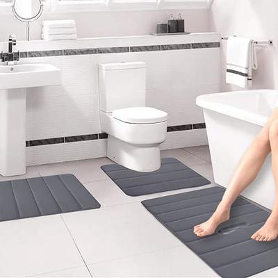 3Pcs Memory Foam Bath Mat Set, Bathroom Rugs for Toilet Mats, Soft