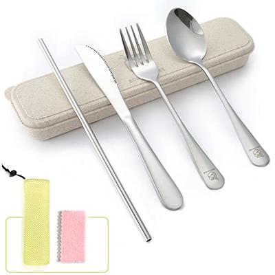 Travel Reusable Utensils Silverware with Case, Camping Cutlery Set