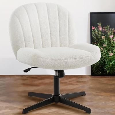 LEMBERI Fabric Padded Desk Chair No Wheels, Armless Wide Swivel,120°  Rocking Mid Back Ergonomic Computer Task Vanity Chairs for Office, Home,  Make