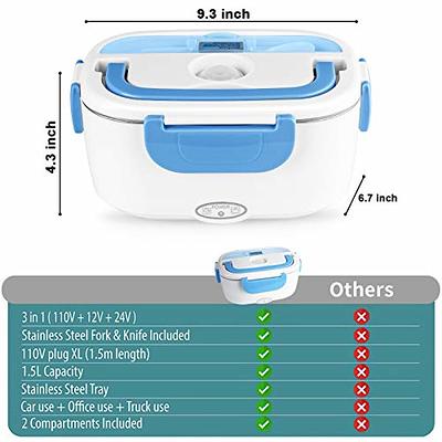 Plug-in Electric Lunch Box Insulation Lunch Box Portable Heated Lunch Box  Double Stainless Steel Liner 1.5L