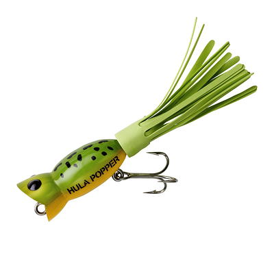 Popper Topwater Bass Fishing Hollow Body Frog Lure with Weedless Hooks,  Green