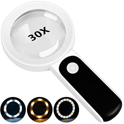 Nazano Magnifying Glass with 18 LED Lights, 30X Handheld Large Magnifying  Glass with 3 Modes, Illuminated Magnifier Glass for Seniors Read, Coins