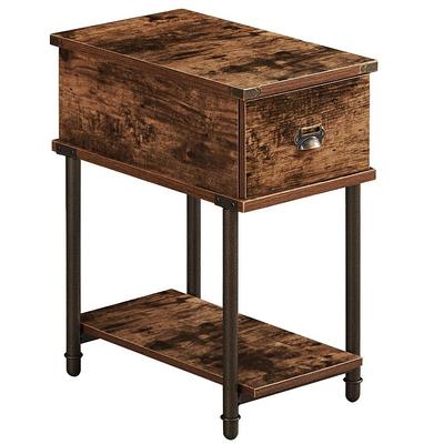 VECELO Nightstands X-Design Side End Table Night Stand Storage Shelf with  Drawer 11.8Wx 15.8L x 21.7H Retro Brown，2 PCS KHD-DC-NS01-BROWN-A2 - The  Home Depot