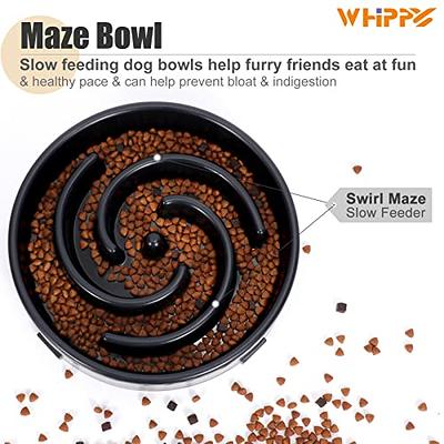 WHIPPY Large Slow Feeder Dog Bowls for Large Medium Dogs Anti-Chocking Slow  Feeding Maze Dog Food Bowl Slow Eating Interactive Bloat Stop Puzzle