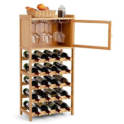 Tribesigns 64 Wine Rack, 5-Tier Wine Bar Cabinet with 6 Hooks, 32-bottles  Large Capacity Liquor Cabinet with Wine Bottle Holders 