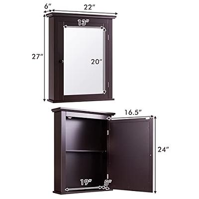 Gymax 14 in. W Cabinet Wall Mount Medicine Cabinet Multifunction