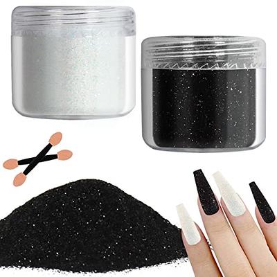 Allstarry 2 Colors Nail Glitter Powder White Black Dust Sand