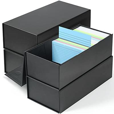 Index Card Holder Blue, 3x5 Note Flash Card Organizer Case, File Box with 5  Dividers, Notecard Box Holds 100 Cards, Also Available in Red, Purple