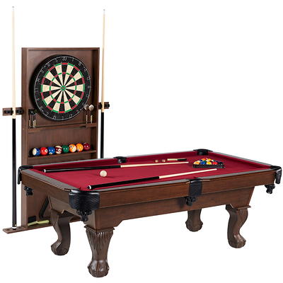 Barrington Billiards 90 Ball and Claw Leg Pool Table with Cue Rack,  Dartboard Set, Green, New