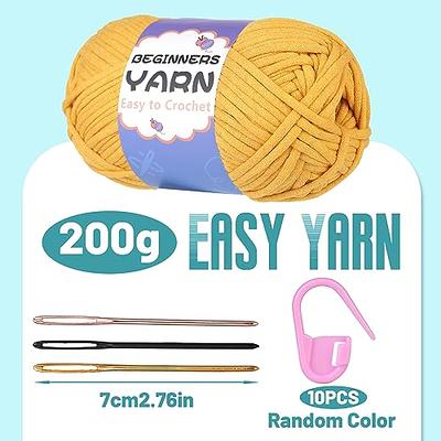 200g Yarn for Crocheting, Crochet Yarn, Easy Yarn for Beginners with  Easy-to-See Stitches, Stitch Marker, Big Eye Blunt Needle, Beginner Yarn  for Crocheting (Dark Yellow) - Yahoo Shopping