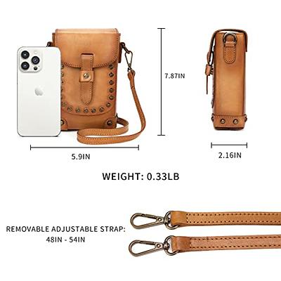 Tan Retro Cell Phone Bags Crossbody Wallet Purses