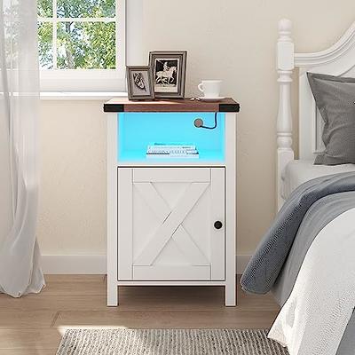 Kinbor Set of 2 Nightstands Bedside Tables with Drawers Modern Nightstand Accent Furniture for Bedroom Living Room White, Size: Medium