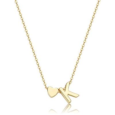 CHESKY Heart Initial Necklaces for Women Girls, 14K Gold Filled Heart  Pendant Necklace Simple Cute Necklaces