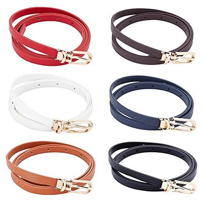 JASGOOD 2 Pack Women Skinny Leather Belts Thin Braided Leather Belts Casual  Woven Waist Belt for Jeans Pants Dresses