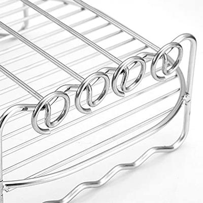 Air Fryer Accessories-Air Fryer Rack Set of 2, Stainless Steel  Multi-purpose Double Layer Rack with Skewer, Multi-Purpose Rack Compatible  with Air