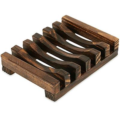 Bamboo Wooden Soap Dish Holder Tray, Wood Bar Soap Saver Self