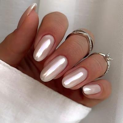 Medium Length Press on Nails Almond Shape,Xcreando Neutral Easy