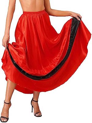 TiaoBug Women's Ruffle Flamenco Dance Skirt Ballroom Dancing