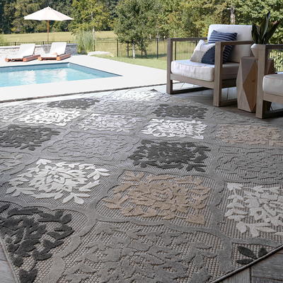 8x10 Water Resistant, Large Indoor Outdoor Rugs for Patios, Front