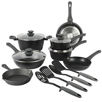 Gibson Soho Lounge Nonstick Forged Aluminum Induction Pots and Pans Cookware  Set W/Cast Iron Skillet, 15-Piece Set, Black - Yahoo Shopping