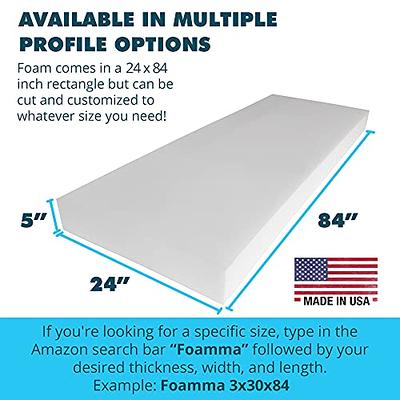 Foamy Foam High Density 1 inch Thick, 24 inch Wide, 72 inch Long Upholstery  Foam, Cushion Replacement