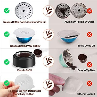 Reusable Vertuo Pods for Nespresso Machine Refillable Coffee Capsule with 2  Silicone Lids 1 Spoon and Brush Refillable Coffee Pods BPA Free Refillable