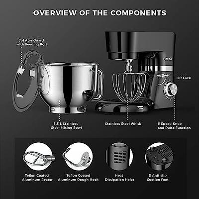 Hamilton Beach Electric Stand Mixer, 4 Quarts, Dough Hook, Flat Beater  Attachments, Splash Guard 7 Speeds with Whisk, Black with Top Handle