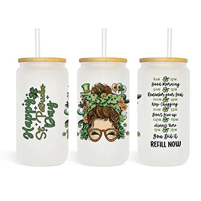 Happy St. Patricks Day 16oz. Frosted Glass Tumbler with Bamboo Lid and Straw,  Mason Glass Jar, Iced Coffee Cup, Gift for Her for St. Patricks Day - Yahoo  Shopping