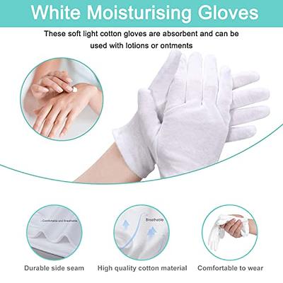 12Pairs White Cotton Gloves for Eczema and Dry Hands - Breathable Work  Glove Liners - Moisturizing SPA Soft Jewelry Inspection Gloves - Stretchy  Fit