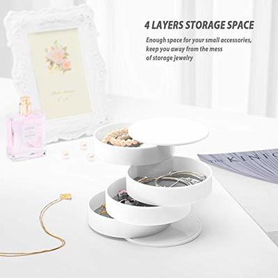 Jewelry Organizer, Small Jewelry Box Earring Holder for Women, Jewelry  Storage Box 4-Layer Rotatable Jewelry Accessory Storage Tray with Lid for  Rings Bracelets 