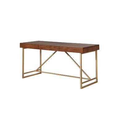 Modern Walnut Finish Small Desk with Solid Wood Legs - Yahoo Shopping