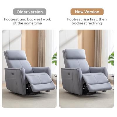 Gray Electric Recliner Chair with USB Port, Overstuffed Reclining Sofa  Recliner with Upholstered Seat for Living Room