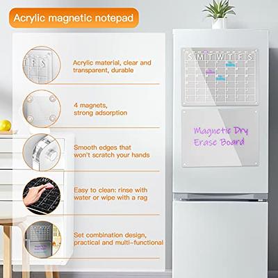 AITEE 16x12 Inches Acrylic Clear Magnetic Dry Erase Board Calendar for  Refrigerator Includes 6 Dry Erase Markers with 3 Colors