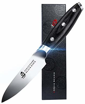 Emeril Lagasse Razor Sharp 2 Piece Chef Knife Set - 5 inch Santoku Knife,  3.5 Inch Stainless Steel Paring Knife, Forged Steel Clad Emerilware - Red