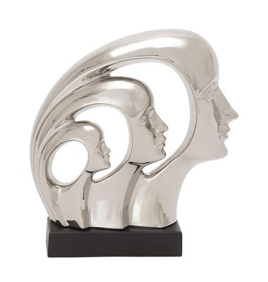 Monroe Lane Glam Polystone Sculpture, Silver