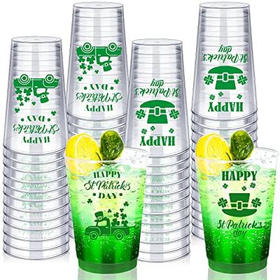 12 Oz St. Patrick'S Day Shamrock Cups Disposable Clear Plastic