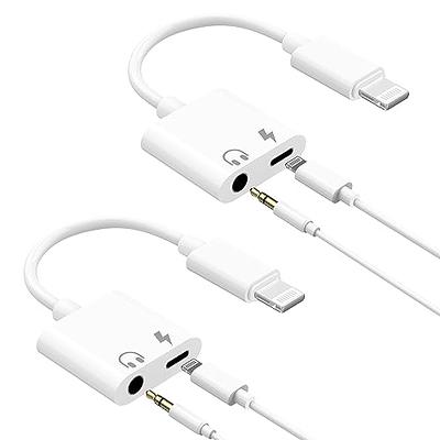 Headphone Jack Adapter for iPhone Xs/Xs Max/XR/8/8 Plus/X/7/7 Plus, Audio &  Charger & Call & Volume Control Cable for iPhone,2 in 1 Splitter