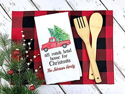 Christmas Dish Towel Red Truck Christmas Tree Kitchen Towel Christmas Decor  Kitchen Decor Christmas Kitchen Towel 